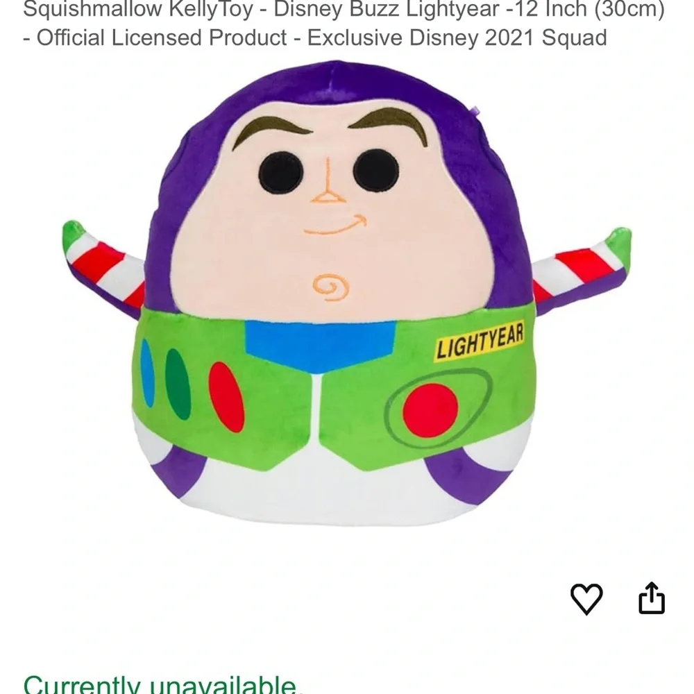 Disney Buzz Lightyear Squishmallow Plush - Purple, Green, and Red